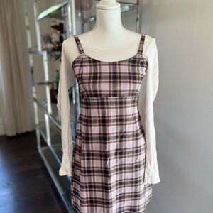 Adorable strap plaid dress for teens.